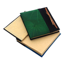 Load image into Gallery viewer, Blue and Green Kupu-Kupu Leaf Journals from Bali (Pair) - Blue and Green Kupu-Kupu | NOVICA