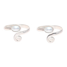 Load image into Gallery viewer, Cultured Pearl Toe Rings Crafted in India - Glowing Flair | NOVICA
