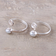 Load image into Gallery viewer, Cultured Pearl Toe Rings Crafted in India - Glowing Flair | NOVICA