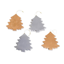 Load image into Gallery viewer, Gold and Silver-Tone Wood Tree Ornaments (Set of 4) - Christmas Tree Royalty | NOVICA