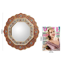 Load image into Gallery viewer, Collectible Floral Peruvian Reverse Painted Glass Mirror - Red Star | NOVICA