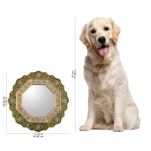 Load image into Gallery viewer, Green Floral Fair Trade Reverse Painted Glass Wall Mirror - Green Star | NOVICA