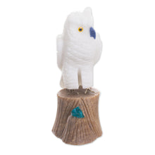 Load image into Gallery viewer, Gemstone Owl Sculpture in White from Peru - White Owl | NOVICA