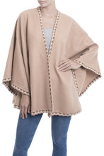 Load image into Gallery viewer, Alpaca Blend Ruana in Caramel from Peru - Cozy Holiday in Caramel | NOVICA