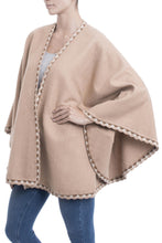 Load image into Gallery viewer, Alpaca Blend Ruana in Caramel from Peru - Cozy Holiday in Caramel | NOVICA
