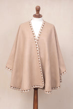 Load image into Gallery viewer, Alpaca Blend Ruana in Caramel from Peru - Cozy Holiday in Caramel | NOVICA
