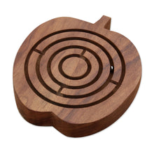Load image into Gallery viewer, Fine Carved Mango Wood Apple Maze Game from India - Apple Connection | NOVICA