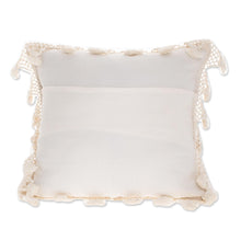 Load image into Gallery viewer, Handwoven Geometric Cotton Cushion Cover in Eggshell - Traditional Motifs in Eggshell | NOVICA