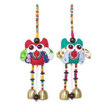 Load image into Gallery viewer, Handmade Owl-Themed Cotton Mobiles from Thailand (Pair) - Ringing Owls | NOVICA