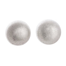 Load image into Gallery viewer, Brushed-Satin Sterling Silver Stud Earrings from Peru - Brushed Moons | NOVICA