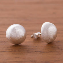 Load image into Gallery viewer, Brushed-Satin Sterling Silver Stud Earrings from Peru - Brushed Moons | NOVICA