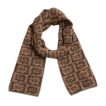 Load image into Gallery viewer, Alpaca Blend Espresso and Tan Scarf from Peru - Brown Paracas Shadows | NOVICA