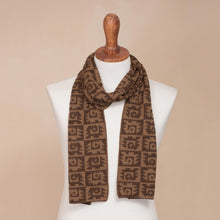 Load image into Gallery viewer, Alpaca Blend Espresso and Tan Scarf from Peru - Brown Paracas Shadows | NOVICA