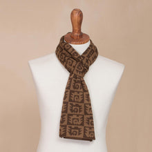 Load image into Gallery viewer, Alpaca Blend Espresso and Tan Scarf from Peru - Brown Paracas Shadows | NOVICA