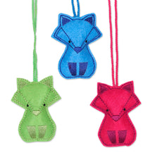 Load image into Gallery viewer, Assorted Wool Cat Ornaments from India (Set of 6) - Vibrant Cats | NOVICA