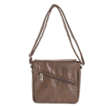Load image into Gallery viewer, Handmade Faux Leather Messenger Bag in Espresso - Espresso Journey | NOVICA