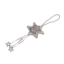Load image into Gallery viewer, Glass Beaded Star Ornaments from Guatemala (Set of 4) - Grey Fleeting Stars | NOVICA