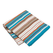Load image into Gallery viewer, Handwoven Striped Alpaca Blend Throw from Peru - Morning Stripes | NOVICA