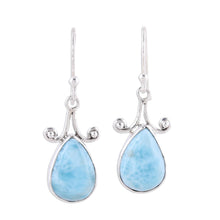 Load image into Gallery viewer, Drop-Shaped Larimar Dangle Earrings from India - Celebratory Drops | NOVICA