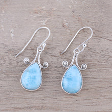Load image into Gallery viewer, Drop-Shaped Larimar Dangle Earrings from India - Celebratory Drops | NOVICA