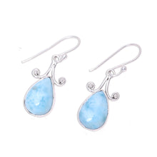 Load image into Gallery viewer, Drop-Shaped Larimar Dangle Earrings from India - Celebratory Drops | NOVICA