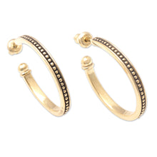 Load image into Gallery viewer, 18k Gold Plated Sterling Silver Half-Hoop Earrings (1 inch) - Vintage Loop | NOVICA