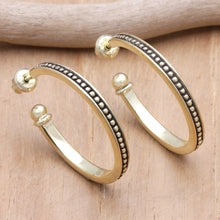 Load image into Gallery viewer, 18k Gold Plated Sterling Silver Half-Hoop Earrings (1 inch) - Vintage Loop | NOVICA