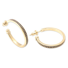 Load image into Gallery viewer, 18k Gold Plated Sterling Silver Half-Hoop Earrings (1 inch) - Vintage Loop | NOVICA
