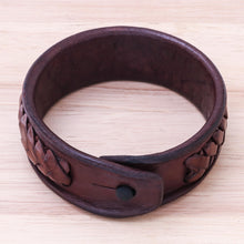 Load image into Gallery viewer, Handcrafted Woven Leather Wristband Bracelet from Thailand - Weaver's Life | NOVICA