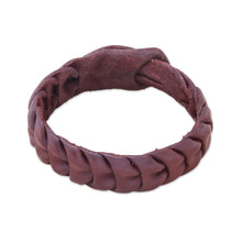 Load image into Gallery viewer, Handmade Leather Wristband Bracelet in Brown from Thailand - Smooth Wave | NOVICA