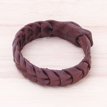 Load image into Gallery viewer, Handmade Leather Wristband Bracelet in Brown from Thailand - Smooth Wave | NOVICA