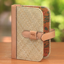 Load image into Gallery viewer, Beige Woven Pandanus Leaf Six-Ring Binder for Journal - Archer's Mark | NOVICA