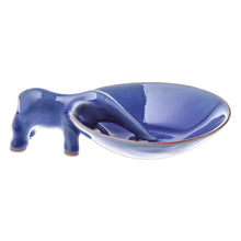 Load image into Gallery viewer, Elephant-Themed Blue Ceramic Incense Holder from Thailand - Sipping Elephant | NOVICA