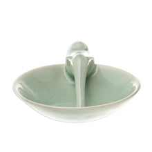 Load image into Gallery viewer, Elephant-Themed Celadon Ceramic Incense Holder - Sipping Elephant | NOVICA