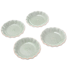 Load image into Gallery viewer, Lotus Leaf Celadon Ceramic Appetizer Bowls (Set of 4) - Festive Lotus | NOVICA