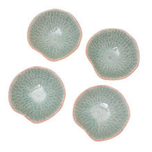 Load image into Gallery viewer, Celadon Ceramic Appetizer Bowls from Thailand (Set of 4) - Sunflower Dream | NOVICA