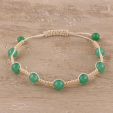 Load image into Gallery viewer, Green Quartz Beaded Macrame Bracelet from India - Green Attraction | NOVICA