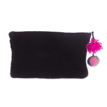 Load image into Gallery viewer, Handmade Floral 100% Alpaca Clutch in Black from Peru - Andean Bouquet | NOVICA