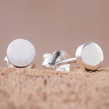 Load image into Gallery viewer, Round Sterling Silver Stud Earrings from Thailand - Round Simplicity | NOVICA
