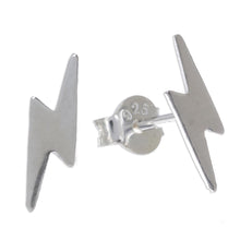 Load image into Gallery viewer, Lightning Bolt Sterling Silver Stud Earrings from Thailand - Electric Energy | NOVICA