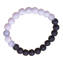 Load image into Gallery viewer, Ceramic and Lava Stone Beaded Stretch Bracelet from Bali - Mesmerizing Contrast | NOVICA