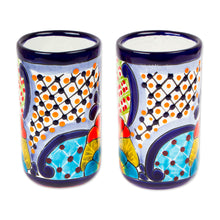 Load image into Gallery viewer, Hand-Painted Floral Ceramic Tumblers from Mexico (Pair) - Raining Flowers | NOVICA