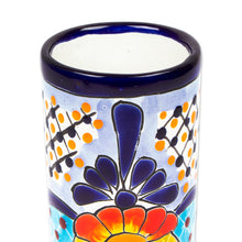 Load image into Gallery viewer, Hand-Painted Floral Ceramic Tumblers from Mexico (Pair) - Raining Flowers | NOVICA