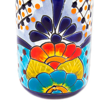 Load image into Gallery viewer, Hand-Painted Floral Ceramic Tumblers from Mexico (Pair) - Raining Flowers | NOVICA