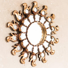 Load image into Gallery viewer, Sun-Themed Bronze Gilded Wood Wall Mirror from Peru - Infinite Reflection | NOVICA