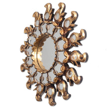 Load image into Gallery viewer, Sun-Themed Bronze Gilded Wood Wall Mirror from Peru - Infinite Reflection | NOVICA