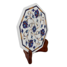 Load image into Gallery viewer, Floral Motif Marble Inlay Decorative Plate from India - Carousel of Roses | NOVICA