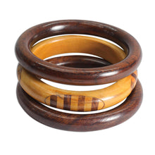Load image into Gallery viewer, Handmade Mango Wood Bangle Bracelets from India (Set of 3) - Chic Combination | NOVICA