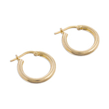 Load image into Gallery viewer, 18k Gold Plated Sterling Silver Hoop Earrings from Peru - Classic Sheen | NOVICA