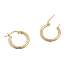 Load image into Gallery viewer, 18k Gold Plated Sterling Silver Hoop Earrings from Peru - Classic Sheen | NOVICA